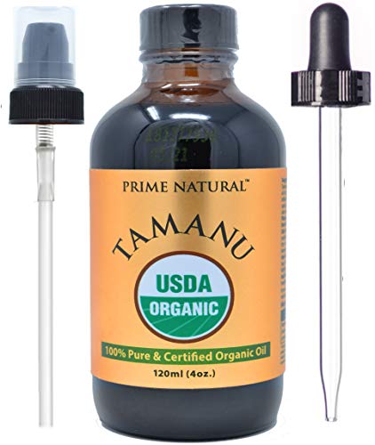Product Cover Prime Natural Organic Tamanu Oil- Cold Pressed, Unrefined, Virgin (4oz/120ml) for Hair, Nails, Skin Care, Scars and Hyper pigmentation with Anti-Aging and Skin Regeneration Properties