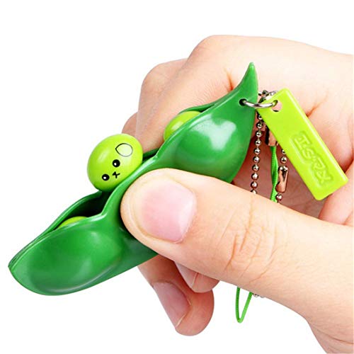 Product Cover Tmrow Fidget Toy, Fun Bean Fidget Toy Squeeze-a-Bean Soybean Edamame Stress Relief Anti-Anxiety Toy Keychain for Phones Keys Backpack Gift Toy