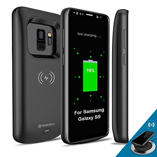 Product Cover NEWDERY Upgraded Samsung Galaxy S9 Battery Case Qi Wireless Charging Compatible, 4700mAh Slim Rechargeable Extended Charger Case Compatible Samsung Galaxy S9 (5.8 Inches Black)
