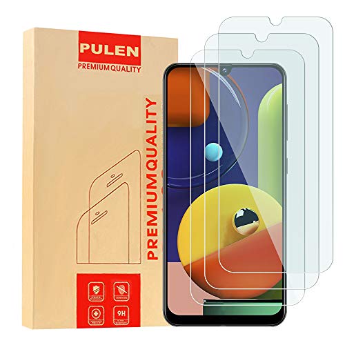 Product Cover [3-Pack] PULEN Tempered Glass for Samsung Galaxy A20,A30,A50,M30s,A30s,A50s Screen Protector,HD Clear Anti-Scratch Bubble Free 9H Hardness Easy Installation