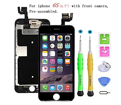 Product Cover Screen Replacement Compatible with iPhone 6s 4.7 inch Full Assembly - LCD 3D Touch Display Digitizer with Sensors and Front Camera, Fit Compatible with iPhone 6s 4.7 inch-Black
