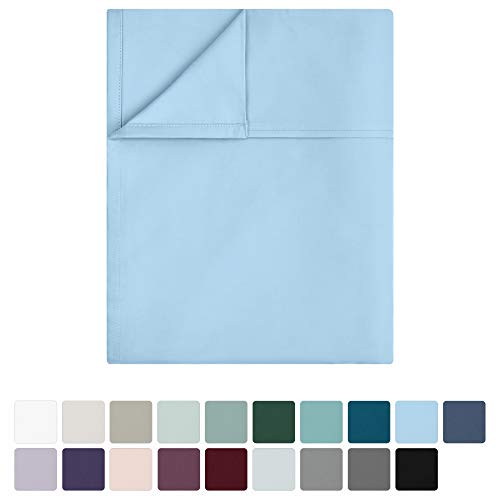 Product Cover King Size Cotton Flat Sheet Only - Aero Blue Color 400 Thread Count Luxury Soft 100% Cotton Sateen Weave Bedding - Best Hotel Quality Cool Top Sheet for Bed, Lightweight and Breathable
