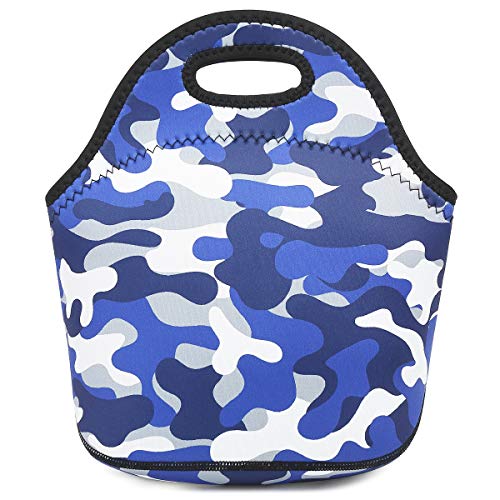 Product Cover Neoprene kids Lunch box Insulated Soft Bag Mini Cooler Thermal Meal Tote Kit for Boys, Girls,Men,Women,School,Work, Office by FlowFly,Blue Camo
