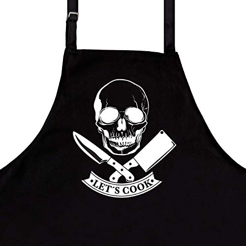 Product Cover StarGifts BBQ Funny Aprons for Men | Skull Cook | One Size Fits All | Quality Kitchen Apron for Men | Ideal BBQ Accessories | Professional Chef Kitchen Grilling Apron