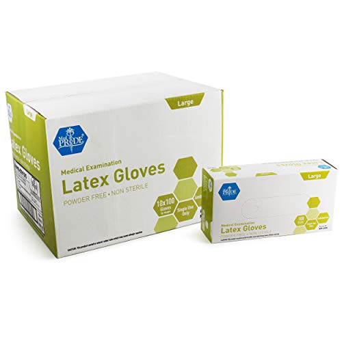 Product Cover Medpride Medical Exam Latex Gloves| 5 mil Thick, Large Case of 1000| Powder-Free, Non-Sterile, Heavy Duty Exam Gloves| Professional Grade for Hospitals, Law Enforcement, Food Vendors, Tattoo Artists