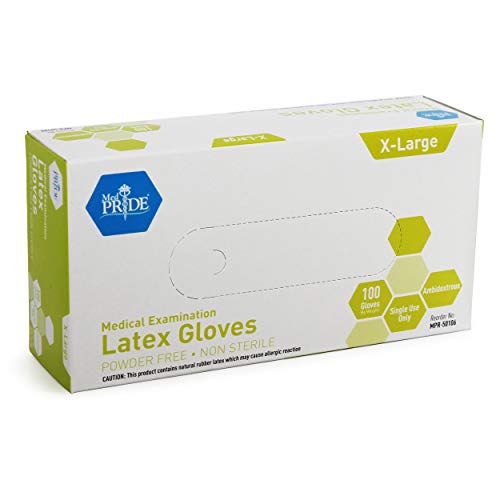 Product Cover Medpride Medical Exam Latex Gloves| 5 mil Thick, X-Large Box of 100| Powder-Free, Non-Sterile, Heavy Duty Exam Gloves| Professional Grade for Hospitals, Law Enforcement, Food Vendors, Tattoo Artists