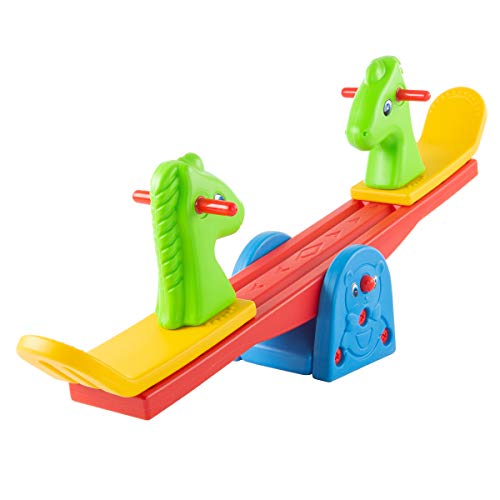 Product Cover Hey! Play! Seesaw - Teeter Totter Backyard Or Playroom Equipment with Easy-Grip Handles for Toddlers & Children - Indoor Or Outdoor Rocker Toy