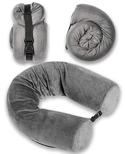 Product Cover Dot&Dot Bendable Memory Foam Travel Pillow Roll - Neck Pillow for Superb Comfort While Traveling on Airplane, Bus, Train or Relaxing at Home (No Twistable Core)