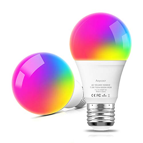Product Cover A19 LED Light Bulbs, Smart Bulbs Compatible with Alexa, Google Home Assitant, IFTTT, No Hub Required, Wi-Fi, Dimmable, E26 Base, 6500K Daylight, 750 Lumens, UL ETL Listed, 2 Pack