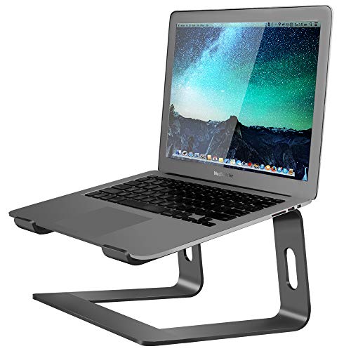 Product Cover Soundance Aluminum Laptop Stand for Desk Compatible with Mac MacBook Pro Air Apple Notebook, Portable Holder Ergonomic Elevator Metal Riser for 10 to 15.6 inch PC Desktop Computer, LS1 Black