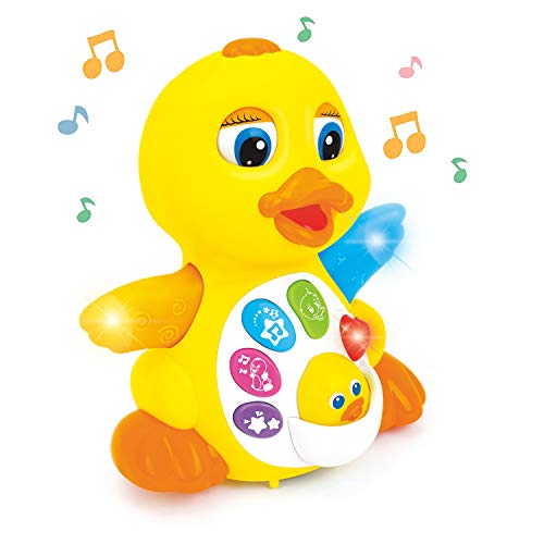 Product Cover Zoostliss Dancing Walking Yellow Duck Baby Toy with Music and LED Light Up for Infants, Toddler Interactive Learning Development, School Classroom Prize and Children