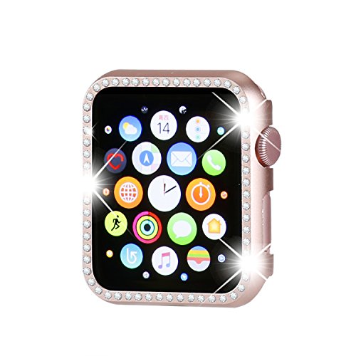 Product Cover Henstar Compatible with Apple Watch Case 40mm,Compatible with iWatch Face Bling Crystal Diamonds Plate Cover Protective Frame Compatible with Apple Watch Series 4 5(Rose Gold-Diamond, 40mm)