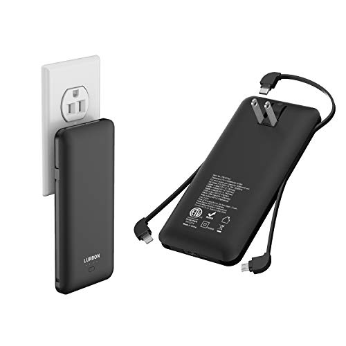 Product Cover 10000 mAh Portable Charger Power Bank Ultra Slim External Battery Pack with Built in AC Plug, Type-c Cable,Micro Cable and Other Cable for Cell Phone