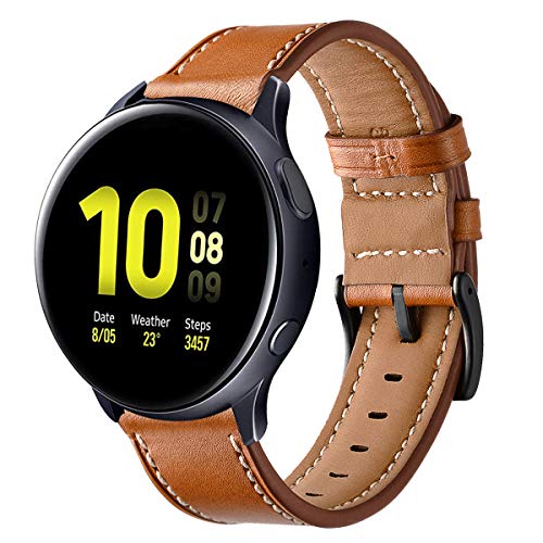 Product Cover HATALKIN Compatible with Samsung Galaxy Watch Active2 40/44mm Band, Replacement Leather Wristband Compatible Samsung Galaxy Watch Active 2 (Brown)