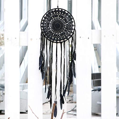 Product Cover LOMOCRAFT Dream Catcher-Handmade Traditional Dream Catcher Wall Hanging Home Decoration Ornament Decor Craft Gift (Black Feather)
