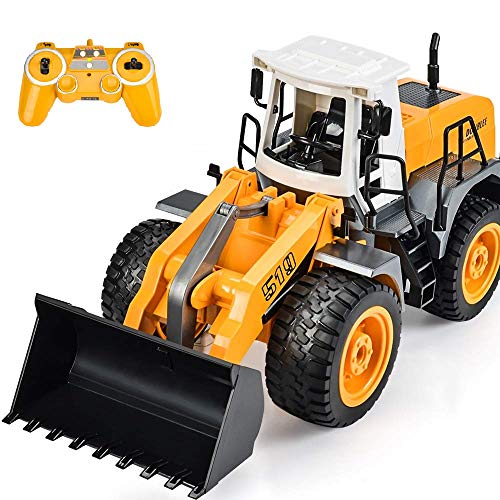 Product Cover DOUBLE E RC Front Loader Bulldozer Remote Control Truck 8 Channel Construction Toys 2.4Ghz Radio Control with Simulated Lights and Sounds