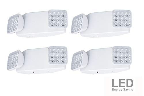 Product Cover LIT-PaTH LED Emergency Exit Lighting Fixtures with 2 LED Heads and Back Up Batteries- US Standard Emergency Light, UL 924 and CEC Qualified, 120-277 Voltage (4-Pack)