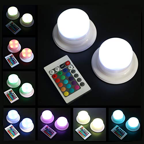 Product Cover ARDUX 4 LEDs Rechargable Color-Changing LED Base Lights with Remote Control 16 Colors Decoration for Under Table Party Event Birthday Pumpkin Lanterns Wedding Centerpiece Outdoor Indoor (2pcs/lot)