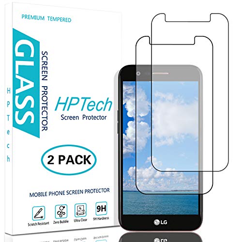 Product Cover HPTech LG K20 Plus Screen Protector - [2-Pack] Tempered Glass Film for LG K20 Plus/LG K20 V Easy to Install, Bubble Free with Lifetime Replacement Warranty