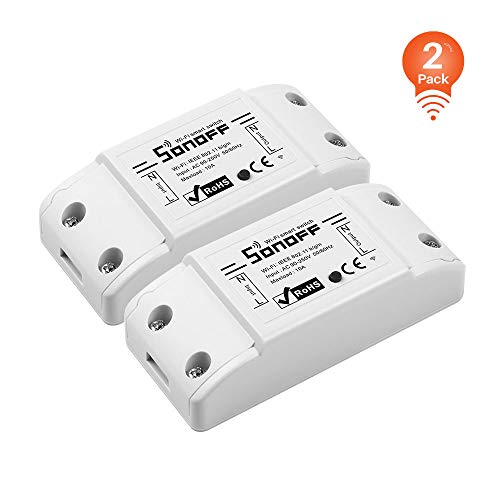 Product Cover Sonoff Basic R2 Smart Switch, works with Alexa, Smart Home Devices Works with Google Home and IFTTT, No Hub is required, Easy installation, App and Voice control, DIY For Home Automation (2 pack)