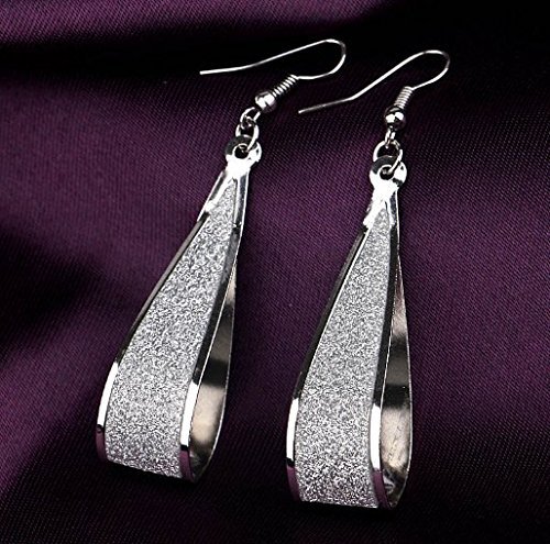 Product Cover Fashion Women's Silver Crystal Scrub Water Drop Dangle Earrings Party Jewelry Gift