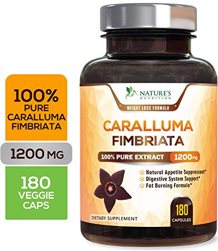 Product Cover 100% Pure Caralluma Fimbriata Extract Highest Potency 1200mg - Weight Loss Appetite Suppressant, Made in USA, Best Vegan Keto Diet Pills, Fat Burner Supplement for Women & Men - 180 Capsules