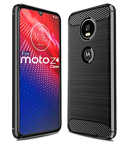 Product Cover Sucnakp Moto Z4 Case,Moto Z4 Play Case,Moto z4 Force Case TPU Shock Absorption Cell Phone Cases Technology Raised Bezels Protective Cover for Motorola Z4 Play Case(TPU Black)