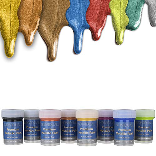Product Cover individuall Premium Metallic Paints Professional Grade Metallic Paint Set - Acrylic Hobby Paints Made in Germany - Craft Paint Set with 8 Vivid Colors - Great for Beginners, Students, Artists