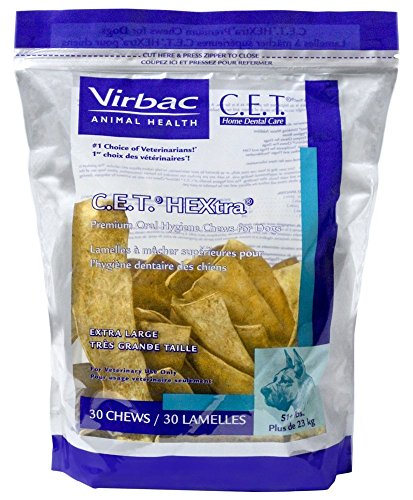 Product Cover Virbac C.E.T. HEXtra Premium Oral Hygiene Chews with Chlorhexidine, Extra-Large Dogs, 30 Chews