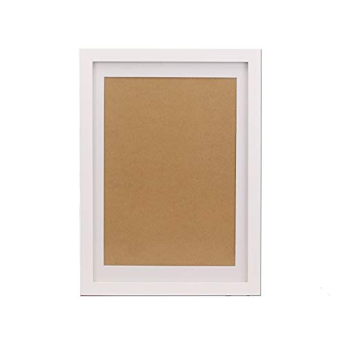 Product Cover FUNTRESS Large White Picture Frame for Wall Hanging 10x14 Family Photo Frame Wooden Living Room Pictures Frame with Mat (10x14 1 Pieces, White)