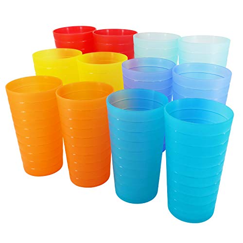 Product Cover 22-ounce Plastic Tumblers Unbreakable BPA Free Dishwasher Safe Set of 12 in Multi Colors Reusable Drinking Cups