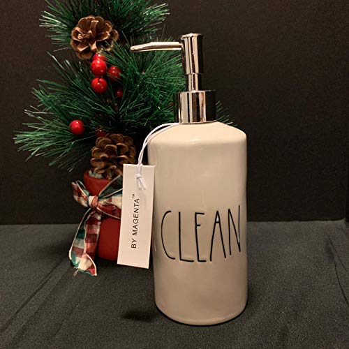 Product Cover Rae Dunn Artisan Collection by Magenta Large Letter Ceramic Soap Dispenser (White Clean)