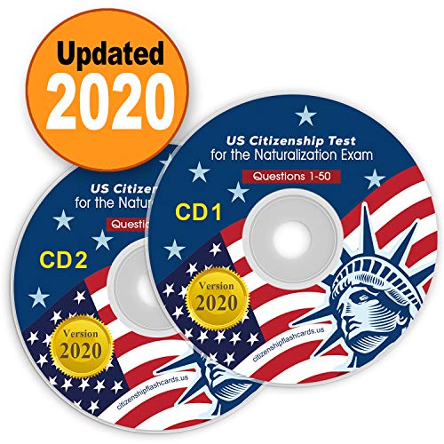 Product Cover US Citizenship Test Study Guide 2020 CD Audio (2 Disks) Official 100 USCIS | 100 Questions & Answers USA Naturalization Civic Question|