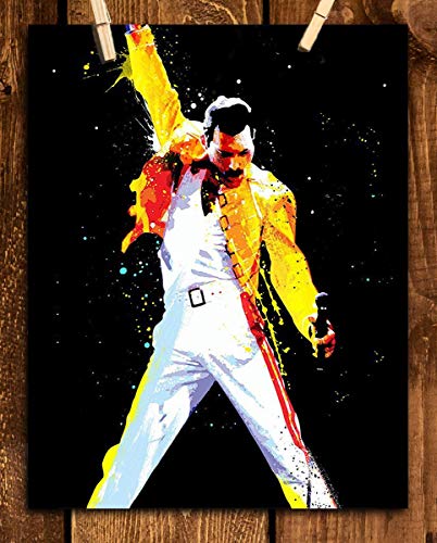 Product Cover Freddie Mercury-Watercolor Art Print- 8 x 10 Wall Print- Ready To Frame- Queens Leader in Iconic Pose. Home Decor-Studio-Bar-Man Cave Decor. Perfect Inspirational Gift For All Freddie & Queen Fans.