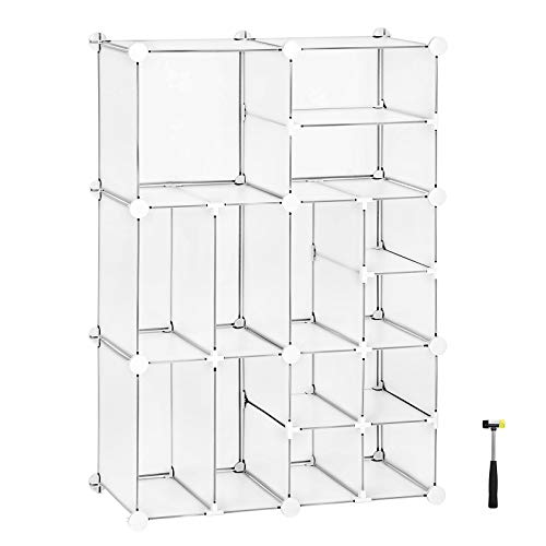 Product Cover SONGMICS Cube Storage, Plastic Closet Organizer Unit, Space Saving Shelving Unit, Large and Small Style Design for Closet, Living Room, Clothes, Toys, 24.8 L x 12.2 W x 36.6 H Inches White ULPC601W