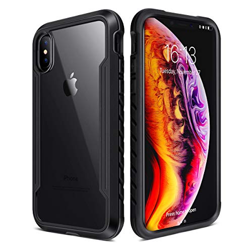 Product Cover iPhone Xs Max Case, XchuangX Defender iPhone Case, Rugged Anodized Aluminum, TPU, Clear PC, Military Grade Metal Protective Case for Apple iPhone Xs Max (Black)