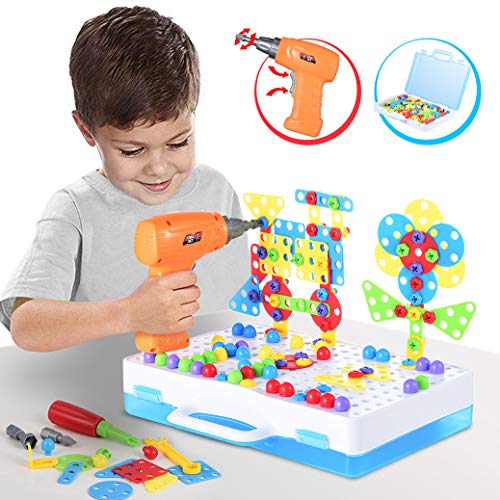 Product Cover Kunmark Building Block Games Set with Toy Drill & Screwdriver Tool Set | Educational Building Blocks Construction Games| Develop Fine Motor Skills - Best Kids Toys for Boys & Girls