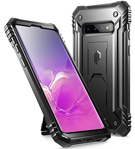 Product Cover Poetic Galaxy S10 Rugged Case with Kickstand, Heavy Duty Military Grade Full Body Cover, Without Built-in-Screen Protector, Revolution Series, for Samsung Galaxy S10 6.1 Inch (2019), Black