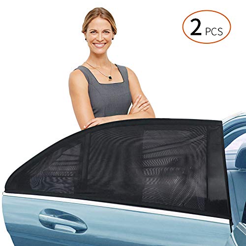 Product Cover Delicacy Car Rear Side Window Sun Shade, Maximum Protect Your Baby and Kids from The Sun,UV Rays,Universal Car Mosquito Net Car Curtains Fits Most Models,Might not fit SUV's(2 Pack)
