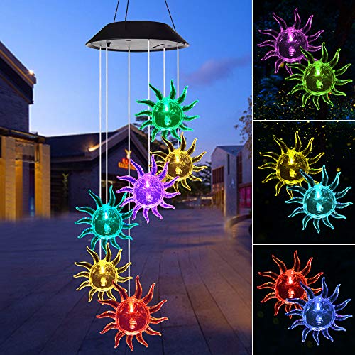 Product Cover Wind Chime,solar lights chimes outdoor,Sun flower wind chimes led/solar hummingbird wind chime Outdoor yard decorations solar light mobile,memorial wind chimes(gifts for mom,birthday gifts for mom)