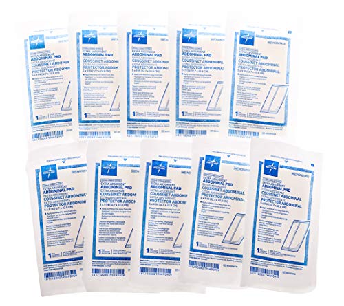 Product Cover 100 Medline Sterile Abdominal Pads, NON21450H, 5 inch x 9 inch ABD Pads (100 Pack)