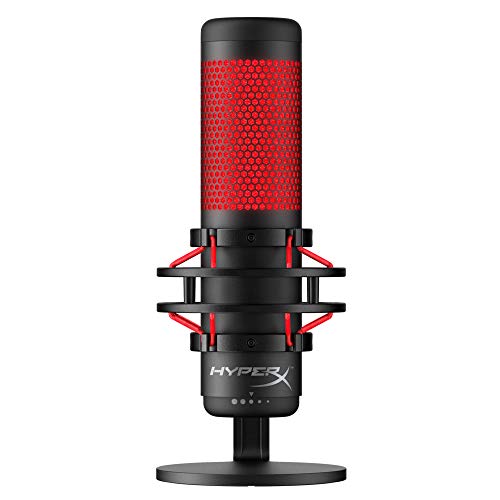 Product Cover HyperX QuadCast - USB Condenser Gaming Microphone, for PC, PS4 and Mac, Anti-Vibration Shock Mount, Four Polar Patterns, Pop Filter, Gain Control, Podcasts, Twitch, YouTube, Discord, Red LED - Black