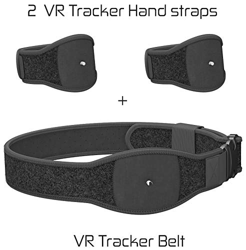 Product Cover Skywin VR Tracker Belt and Tracker Strap Bundle for HTC Vive System Tracker Pucks - Adjustable Belt and Hand Straps for Waist and Full-Body Tracking in Virtual Reality (1 Belt and 2 Hand Straps)