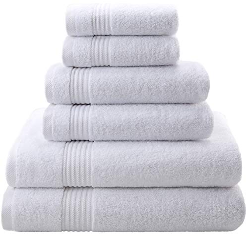 Product Cover Premium, Luxury Hotel & Spa, Turkish Towel 100% Cotton 6-Piece Towel Set for Maximum Softness and Absorbency by American Veteran Towel (Snow White, 2019)