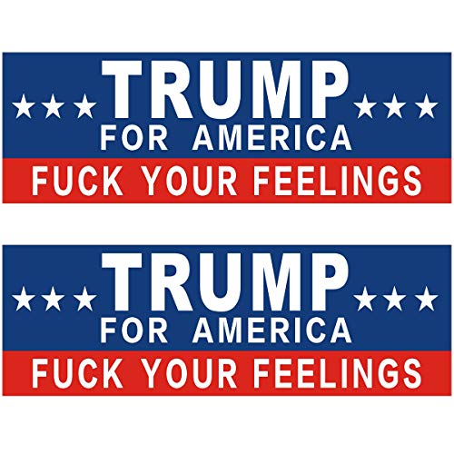 Product Cover Shmbada 2 PCS Donald Trump 2020 for America Fuck Your Feelings Funny Vinyl Stickers Waterproof Decal for Car, Bumper, Motorboat, Laptop, Helmet, 3 x 10 Inch, Set of 2