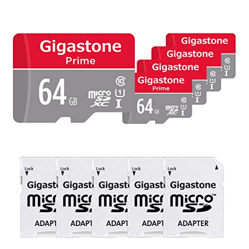 Product Cover Gigastone 64GB 5-Pack Micro SD Card with Adapter, U1 C10 Class 10, Full HD available, Micro SDXC UHS-I Memory Card