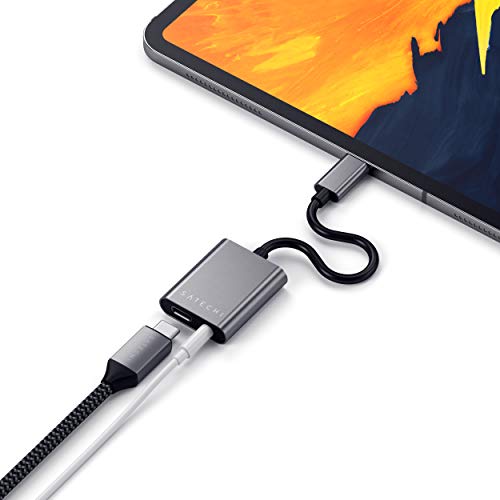 Product Cover Satechi Aluminum Type-C to 3.5mm Audio Headphone Jack Adapter with USB-C PD Charging - Compatible with 2018 iPad Pro, Google Pixel 3/XL/2, Microsoft Surface Go, Samsung Galaxy S9 Plus/S9, HTC U11/U12