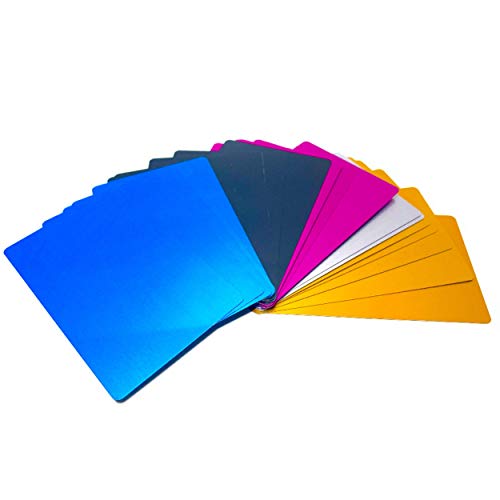 Product Cover Malayan - 50 PACK Anodized Aluminum Business Card Blanks - Laser Engraver and CNC Engraving Color Options Available (Mixed Pack)