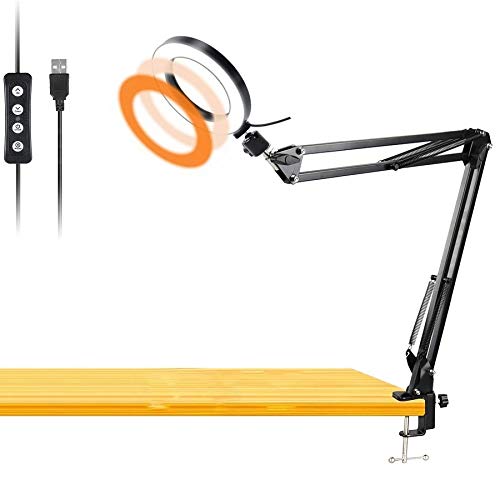 Product Cover Workbench Light, Desk Ring Light with Swivel Clamp Arm,6'' USB Ring Light for Reading,Craft,Makeup,YouTube,Live Streaming,Study,Architect Drafting - Acetaken