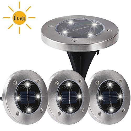Product Cover Maggift Solar Ground Lights,Garden Pathway Outdoor In-Ground Lights with 4 LED (4 Pack) (White)